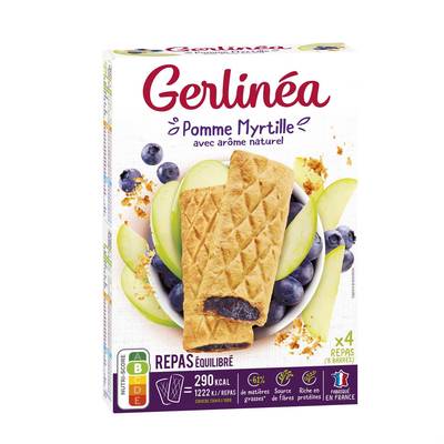 Gerlinéa Barres Fourrées Pommes Myrtilles, 8 barres