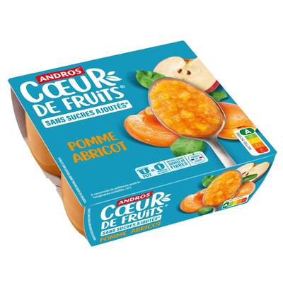 Andros Compote abricot morceaux sans sucre ajouté, 4x100g