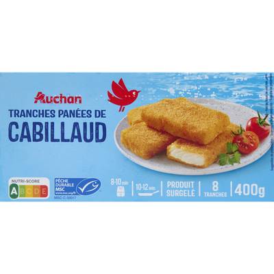 Auchan Tranches panées filet de cabillaud MSC, 400g