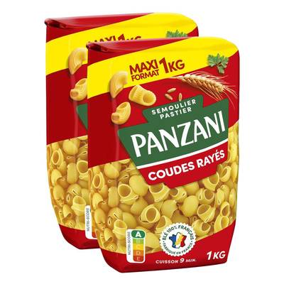 Panzani Pâtes Coudes rayés, Lot de 2x1kg