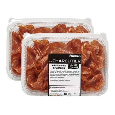 Auchan Le Charcutier Chiffonnade de Chorizo, Lot de 2x80g