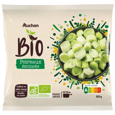 Auchan BIO Emincés de poireaux bio, 600g