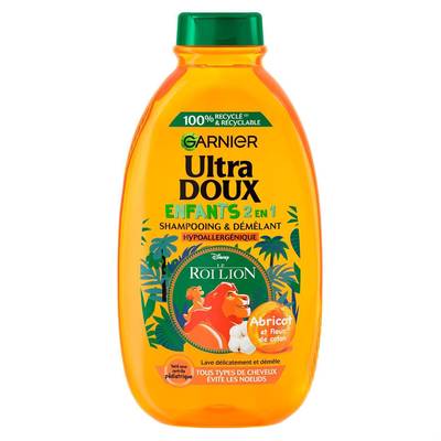 Garnier - Ultra Doux Shampooing Enfants 2-en-1 à l'Abricot et Fleur de Coton, 600ml