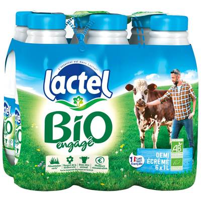 Lactel Lait bio 1/2 écrémé, 6x1l