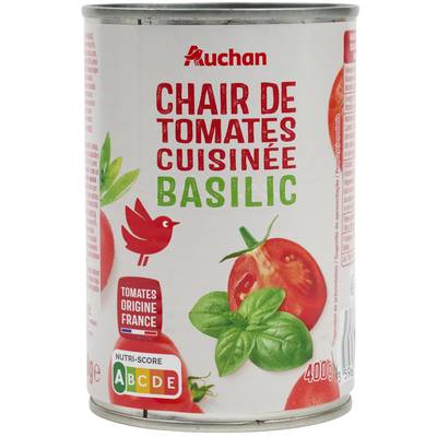 Auchan Chair de tomates cuisinée au basilic, 400g