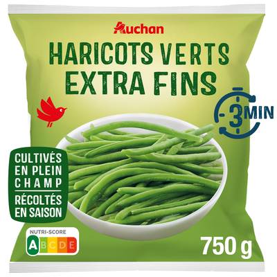 Auchan Haricots verts extra fins déjà cuits, 750g