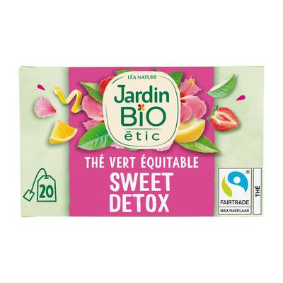 Jardin Bio Etic Thé Vert Sweet Detox Saveur fraise et citron Bio - 20 sachets, 30g