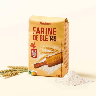 Auchan Farine de blé Fluide T45, 1kg