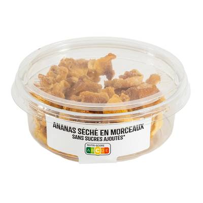 Auchan Ananas Séché en Morceaux Sans Sucres Ajoutés, 65g