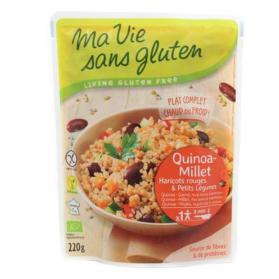Ma Vie Sans Gluten Quinoa Millet haricots rouges et petits légumes bio, sans gluten, 220g