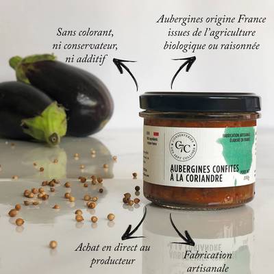 3770014066244 - Sept Collines - Aubergines confites à la coriandre - Conserverie Artisanale