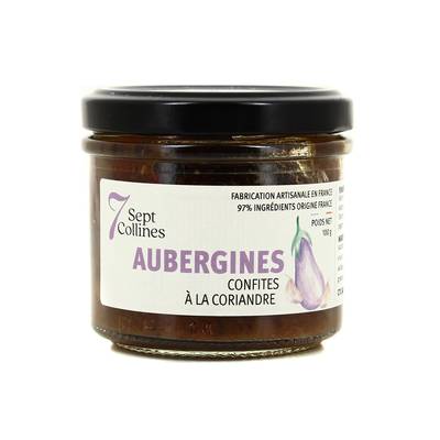 Sept Collines Aubergines confites à la coriandre - Conserverie Artisanale, 100g