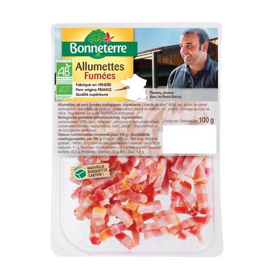 Bonneterre Allumettes de Lardons Fumés Bio, 100g