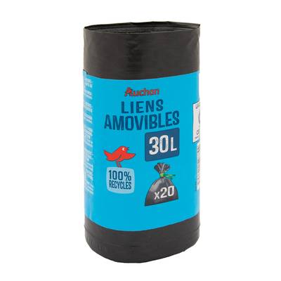 3596710528844 - Auchan - Sacs poubelle à liens amovibles 30L