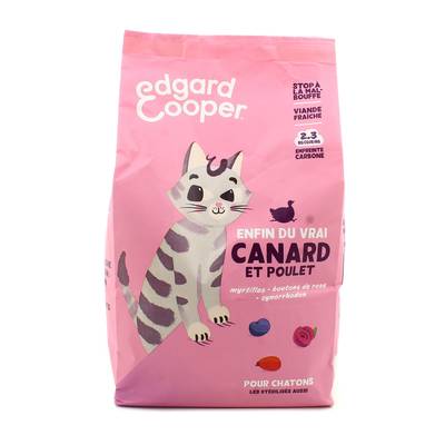 Edgard Cooper Croquettes Canard et Poulet sans céréales pour chaton, 2kg