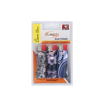 Flam'Up Briquet éléctronique curve decor, 3 Briquets