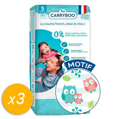 Carryboo Nature Couches naturelles et chou, T5 (12-25kg), Lot de 3x40 couches