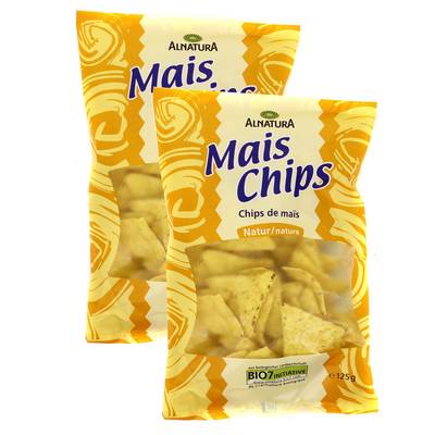 Alnatura Chips de maïs nature bio, Lot de 2x125g