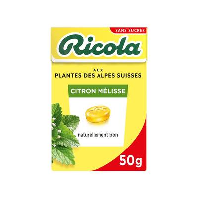 Ricola Bonbons aux plantes suisses sans sucre citron mélisse, 50g