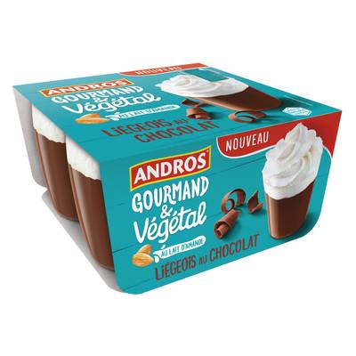 Andros Gourmand et Végétal Liégeois chocolat végétal, 4x90g