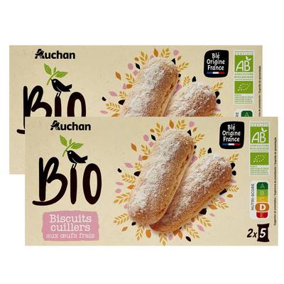 Auchan BIO Biscuits cuillers aux oeufs frais bio, Lot de 2x100g