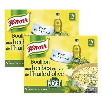 Knorr Bouillon Cube aux herbes et huile d'olive Puget - 15 Cubes, Lot de 2x15x11g