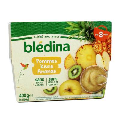 Blédina Pommes, Kiwis, Ananas Coupelle Bébé Dès 8 mois, 4x100g