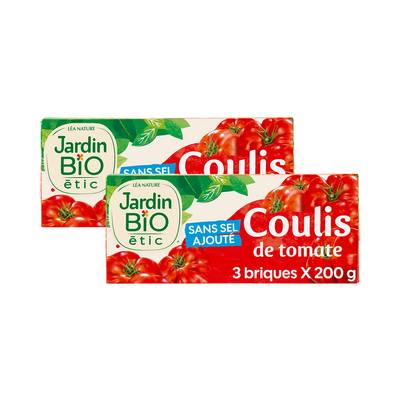 Jardin Bio Etic Coulis de Tomate Bio sans sel ajouté, Lot de 2x3x200g