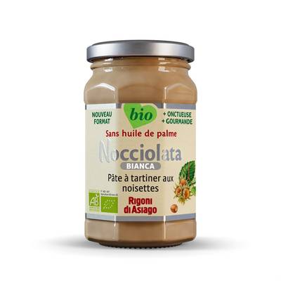 Nocciolata Rigoni Di Asiago Pâte à tartiner bio aux noisettes Bianca, 250g