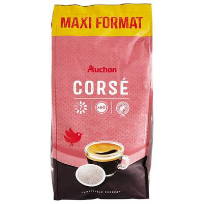 Auchan Dosettes de café corsé, 60 dosettes