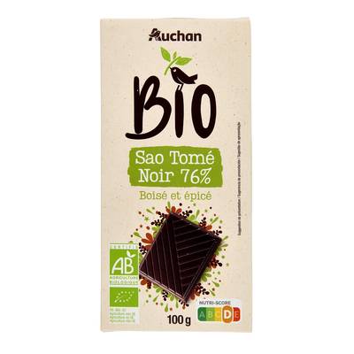 Auchan BIO Chocolat noir 76% Sao Tome Bio, 100g