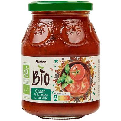 Auchan BIO Chair de tomates au basilic Bio en bocal, 400g