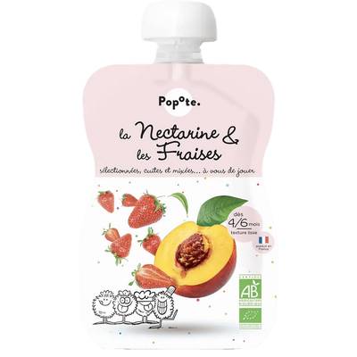 Popote Nectarine Fraise Bio Gourde Bébé Dès 4/6 mois, 120g
