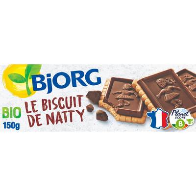Bjorg 12 Biscuits de Natty Bio Petit beurre nappés au chocolat noir, 150g