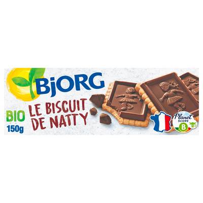 Bjorg 12 Biscuits de Natty Bio Petit beurre nappés au chocolat noir, 150g
