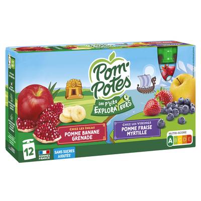 Pom Potes Compote pomme fraise, 12x90g