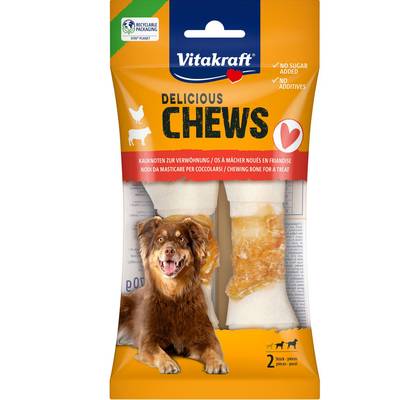Vitakraft Deli Chews Os noué à mastiquer avec Poulet taille M - Friandise Récompense pour chien moyen et grand, 2x35g