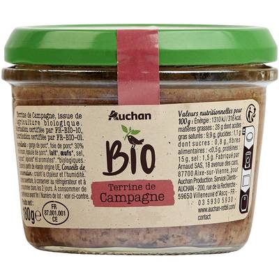 Auchan BIO Terrine de campagne Bio, 180g