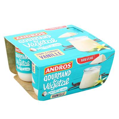 Andros Dessert végétal vanille, 4x100g