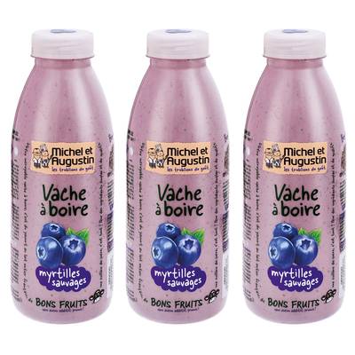 Michel et Augustin Yaourt à boire myrtille cassis, 3x500ml
