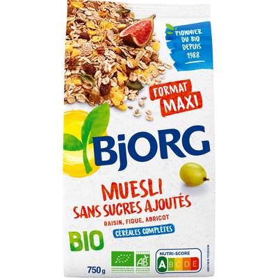 Bjorg Muesli Raisin Figue Abricot Sans Sucre Ajoutés Bio, 750g