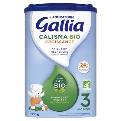 Laboratoire Gallia Lait de Croissance Calisma Bio 3 en Poudre Bébé Dès 10 Mois, 800g