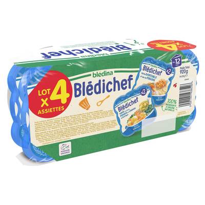 Blédina - Blédi'chef Purée onctueuse Epinards Saumon du Pacifique / Petite Ratatouille / Duo de Poissons Assiette Bébé Dès 12 mois, 4x230g