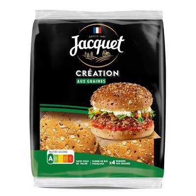 Jacquet Pain Burger Création Graines, 4 buns - 260g