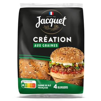Jacquet Pain Burger Création Graines, 4 buns - 260g
