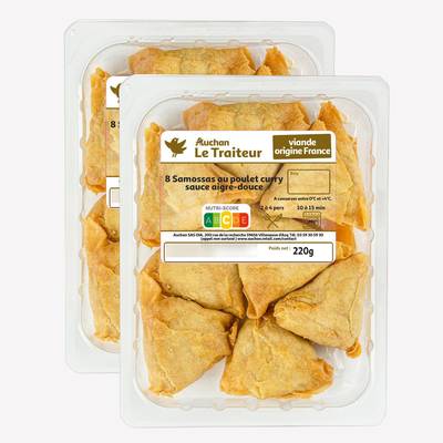 Auchan Le Traiteur Samossa au Poulet et Curry, Lot de 2x220g