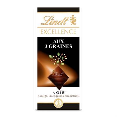 Lindt Tablette Chocolat Noir 3 Graines, 100g