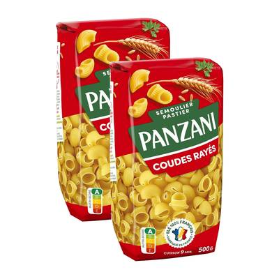 Panzani Pâtes Coudes rayés, Lot de 2x500g