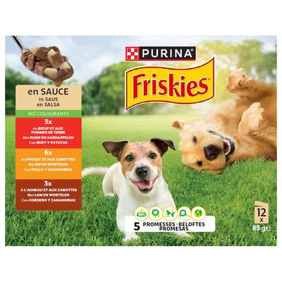 Purina - Friskies Sachets en Sauce Viande et Légumes pour chien adulte, 12x85g