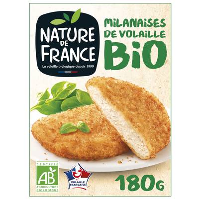 Nature De France Escalopes de Volaille à la Milanaise Bio, 2x90g
